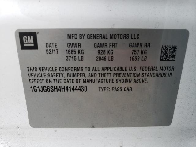 1G1JG6SH4H4144430 - 2017 CHEVROLET SONIC WHITE photo 12