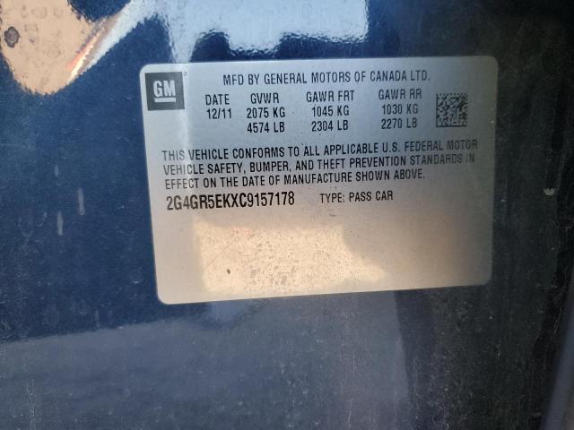 2G4GR5EKXC9157178 - 2012 BUICK REGAL 蓝色 照片 13