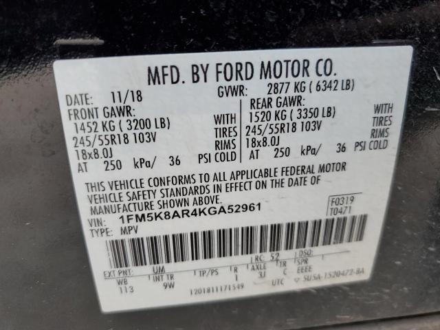 1FM5K8AR4KGA52961 - 2019 FORD EXPLORER POLICE INTERCEPTOR BLACK photo 13