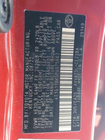 4T1G11BK5PU075663 - 2023 TOYOTA CAMRY SE NIGHT SHADE RED photo 12