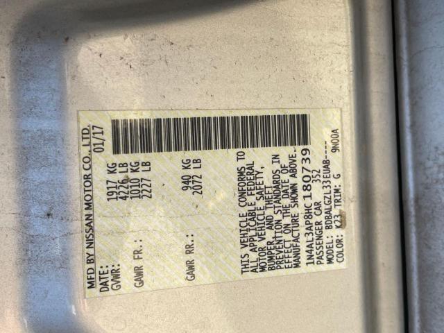 1N4AL3AP8HC180739 - 2017 NISSAN ALTIMA 2.5 SILVER photo 10