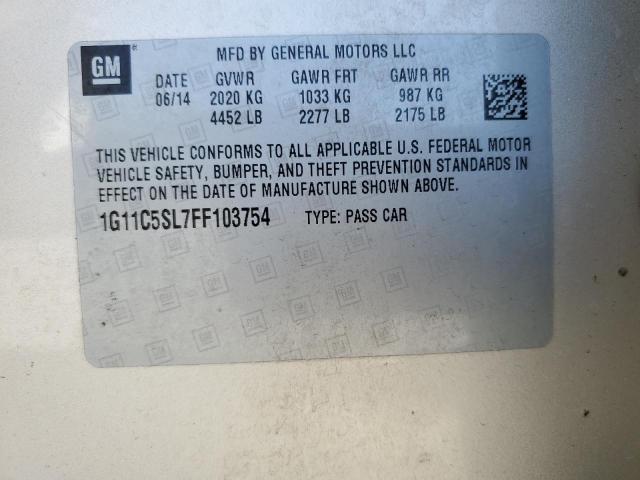 1G11C5SL7FF103754 - 2015 CHEVROLET MALIBU 1LT 金色 照片 12