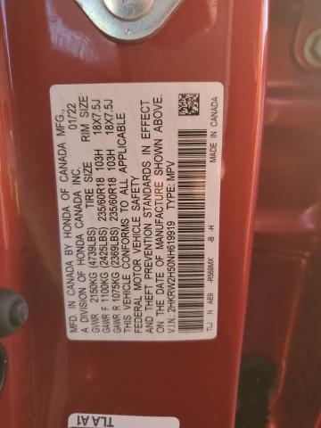 2HKRW2H50NH619919 - 2022 HONDA CR-V EX RED photo 14