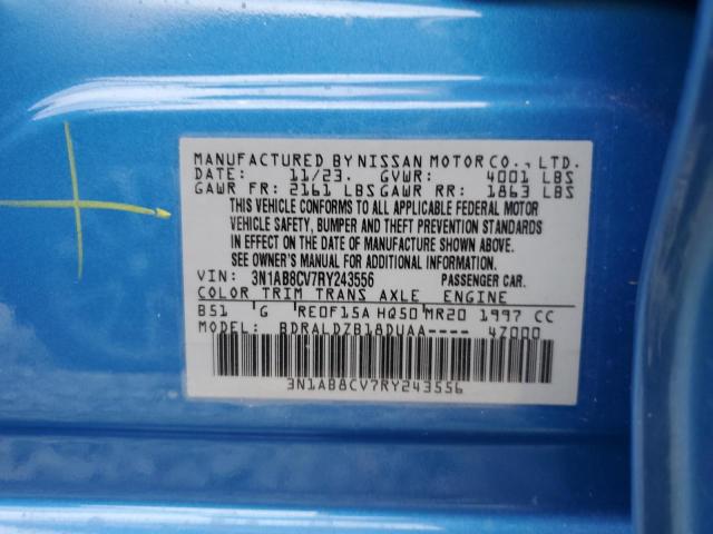 3N1AB8CV7RY243556 - 2024 NISSAN SENTRA SV BLUE photo 12