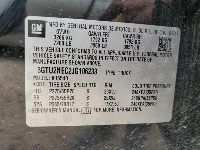 3GTU2NEC2JG106233 - 2018 GMC SIERRA K1500 SLT BLACK photo 12