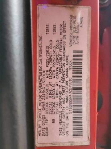 5TEGN92N43Z279910 - 2003 TOYOTA TACOMA DOUBLE CAB PRERUNNER RED photo 13