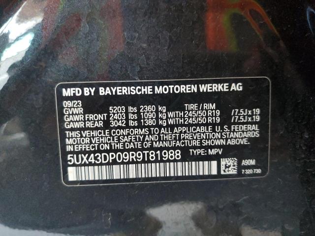 5UX43DP09R9T81988 - 2024 BMW X3 SDRIVE30I BLACK photo 12