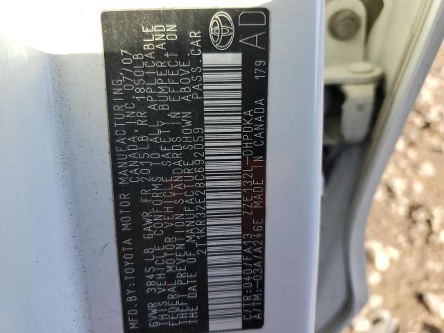 2T1KR32E28C692059 - 2008 TOYOTA COROLLA MA XR WHITE photo 13