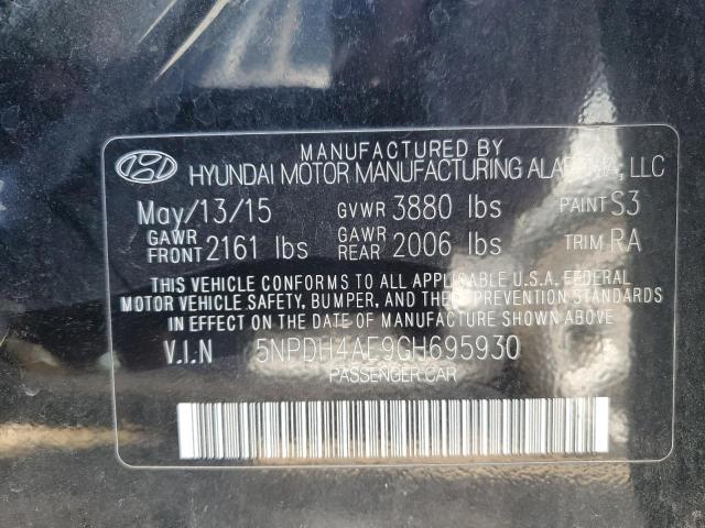 5NPDH4AE9GH695930 - 2016 HYUNDAI ELANTRA SE BLACK photo 12