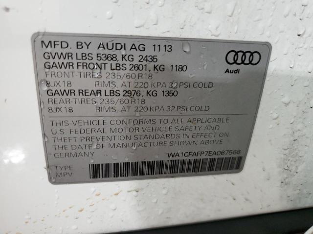 WA1CFAFP7EA067566 - 2014 AUDI Q5 PREMIUM WHITE photo 12