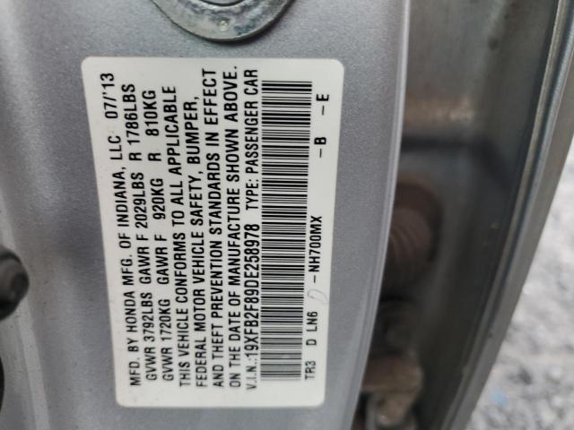 19XFB2F89DE258978 - 2013 HONDA CIVIC EX SILVER photo 12