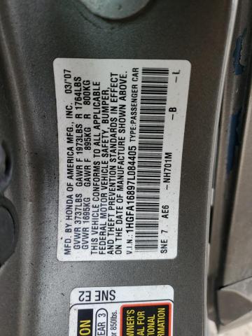 1HGFA16897L084405 - 2007 HONDA CIVIC EX SILVER photo 13