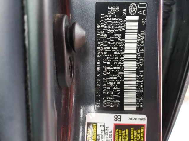 2T1BU4EE2BC617580 - 2011 TOYOTA COROLLA BASE SILVER photo 12