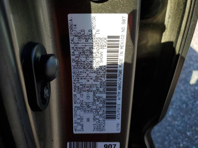 3TMJU4GN7EM165002 - 2014 TOYOTA TACOMA DOUBLE CAB PRERUNNER BROWN photo 12