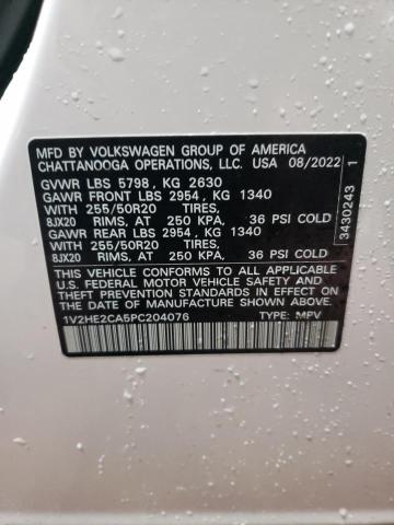 1V2HE2CA5PC204076 - 2023 VOLKSWAGEN ATLAS CROS SE WHITE photo 13