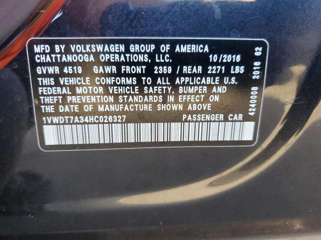 1VWDT7A34HC026327 - 2017 VOLKSWAGEN PASSAT R-LINE Qara foto 12