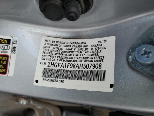 2HGFA1F98AH507908 - 2010 HONDA CIVIC EXL SILVER photo 12