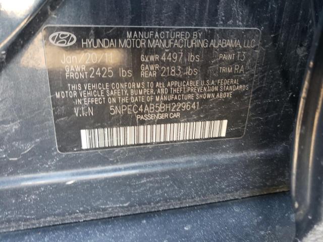 5NPEC4AB5BH229641 - 2011 HYUNDAI SONATA SE BLACK photo 10