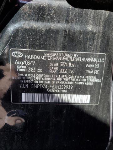 5NPD74LF6JH259939 - 2018 HYUNDAI ELANTRA SE BLACK photo 12