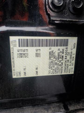 1N4AA5AP2AC845058 - 2010 NISSAN MAXIMA S BLACK photo 12