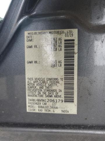 1N4BL4BV9KC206179 - 2019 NISSAN ALTIMA S GRAY photo 12