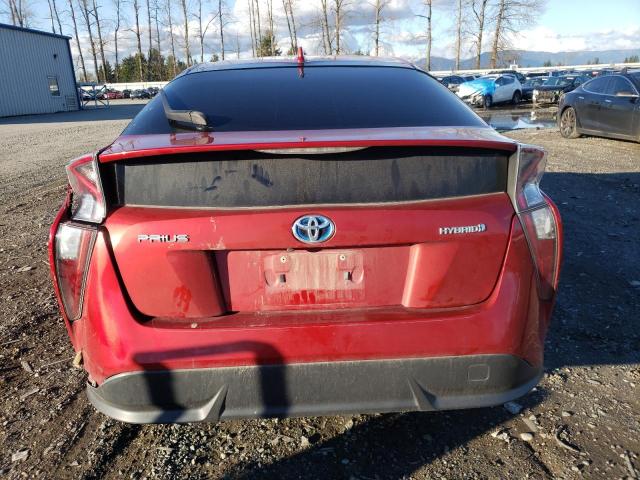 JTDKARFU5G3518067 - 2016 TOYOTA PRIUS RED photo 6