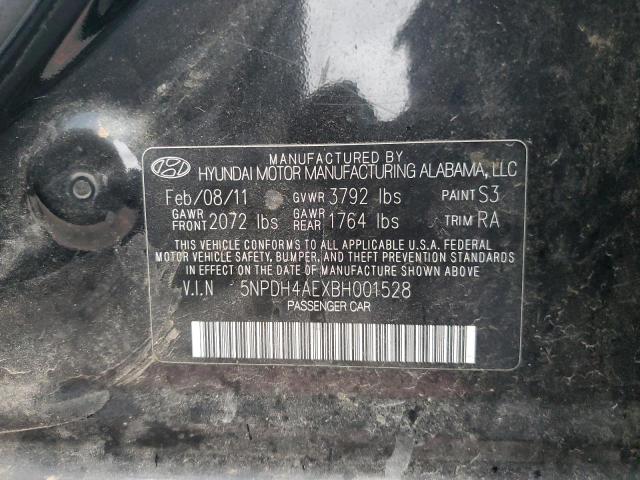 5NPDH4AEXBH001528 - 2011 HYUNDAI ELANTRA GLS BLACK photo 12