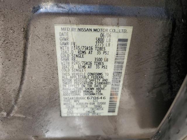 5N1AR18U66C670646 - 2006 NISSAN PATHFINDER LE 米色 照片 13