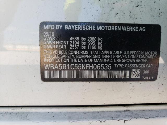 WBA5R1C55KFH06535 - 2019 BMW 330I WHITE photo 12