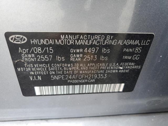 5NPE24AF0FH219353 - 2015 HYUNDAI SONATA SE SILVER photo 12