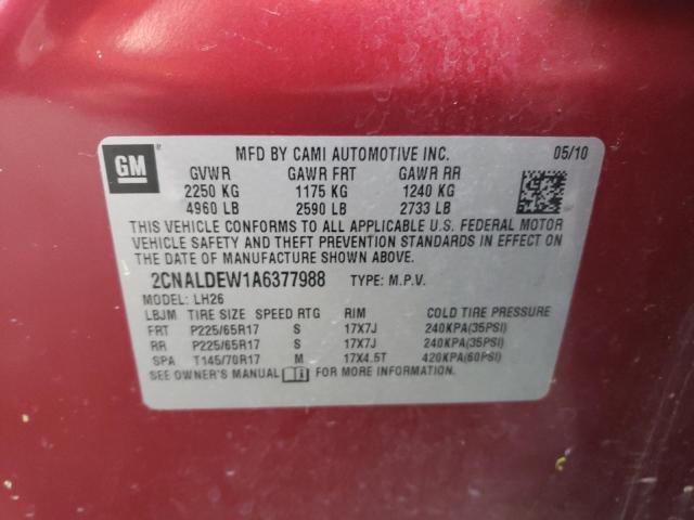 2CNALDEW1A6377988 - 2010 CHEVROLET EQUINOX LT RED photo 13