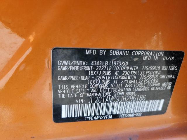 JF2GTAMC9JH296186 - 2018 SUBARU CROSSTREK LIMITED ORANGE photo 12