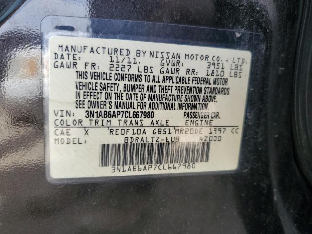 3N1AB6AP7CL667980 - 2012 NISSAN SENTRA 2.0 BLACK photo 12