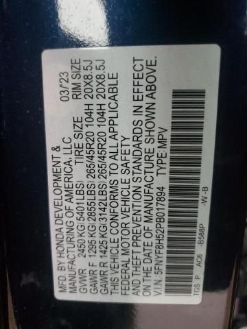 5FNYF8H52PB017894 - 2023 HONDA PASSPORT EXL BLUE photo 13