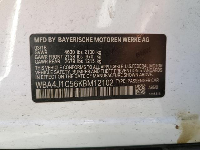 WBA4J1C56KBM12102 - 2019 BMW 430I GRAN COUPE WHITE photo 13