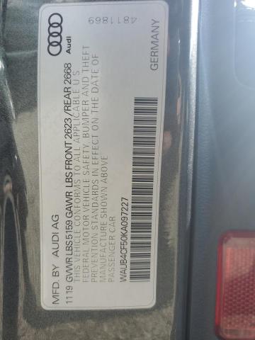 WAUB4CF50KA097227 - 2019 AUDI S5 PREMIUM PLUS ნაცრისფერი ფოტო 12