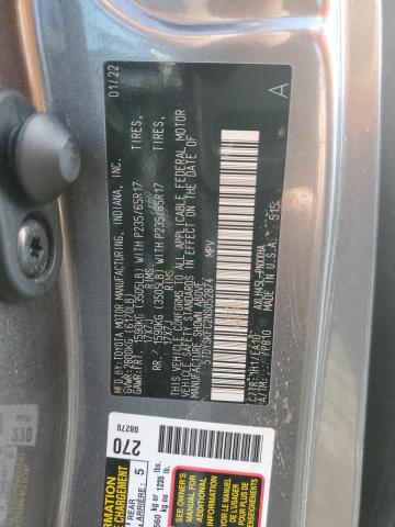 5TDYSKFC2NS052874 - 2022 TOYOTA SIENNA XLE GRAY photo 12