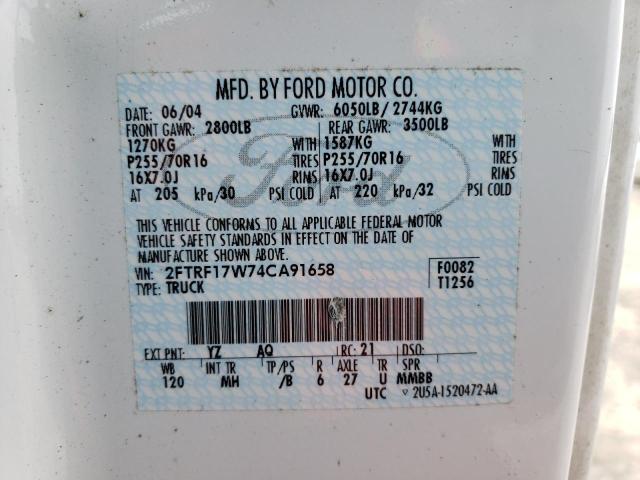 2FTRF17W74CA91658 - 2004 FORD F-150 HERI CLASSIC WHITE photo 12