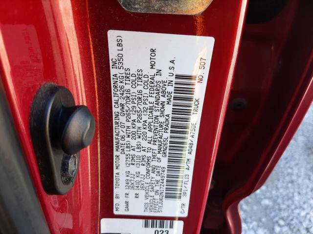 5TEJU62N17Z449749 - 2007 TOYOTA TACOMA DOUBLE CAB PRERUNNER RED photo 12