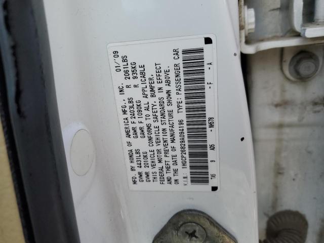 1HGCP26829A094196 - 2009 HONDA ACCORD EXL WHITE photo 12