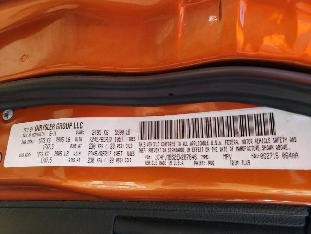 1C4PJMBS2EW267646 - 2014 JEEP CHEROKEE TRAILHAWK ნარინჯისფერი ფოტო 12