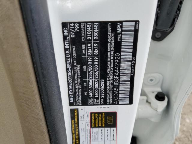 4JGDA5HB3FA442920 - 2015 MERCEDES-BENZ ML 350 4MATIC WHITE photo 13