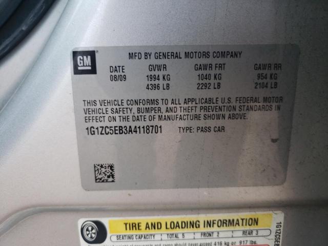 1G1ZC5EB3A4118701 - 2010 CHEVROLET MALIBU 1LT Srebrny zdjęcie 12