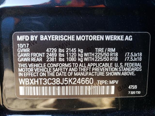 WBXHT3C38J5K24660 - 2018 BMW X1 XDRIVE28I BLACK photo 12