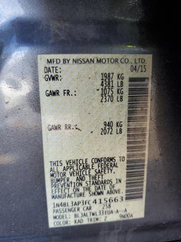 1N4BL3AP3FC415663 - 2015 NISSAN ALTIMA 3.5S GRAY photo 12