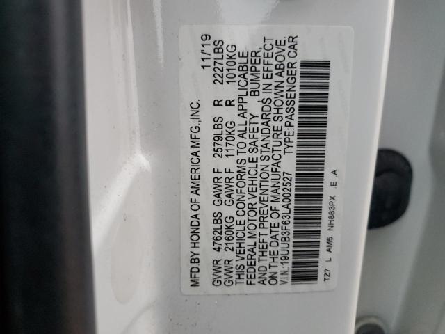 19UUB3F63LA002527 - 2020 ACURA TLX TECHNOLOGY 白色 照片 12