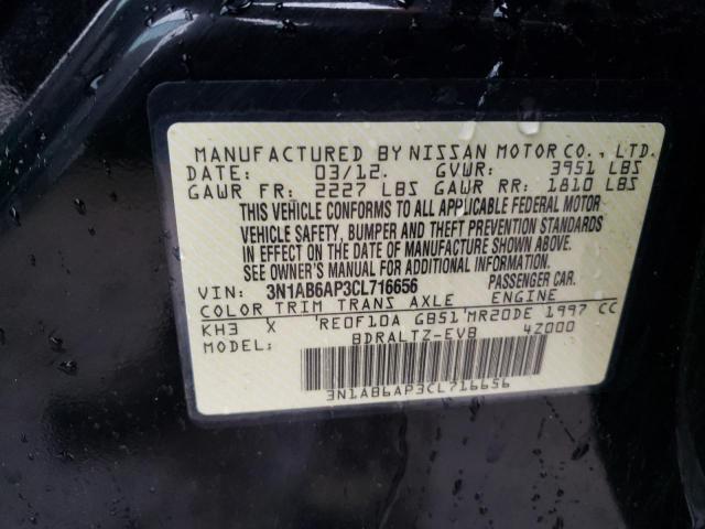 3N1AB6AP3CL716656 - 2012 NISSAN SENTRA 2.0 BLACK photo 12