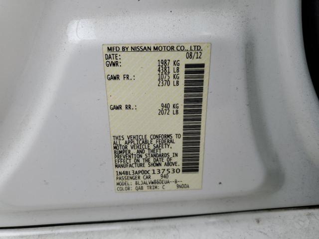 1N4BL3AP0DC137530 - 2013 NISSAN ALTIMA 3.5S WHITE photo 12