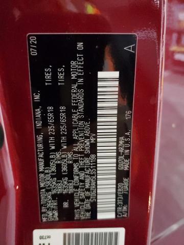 5TDGZRAH5LS511198 - 2020 TOYOTA HIGHLANDER XLE BURGUNDY photo 13