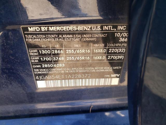 4JGAB54E11A228372 - 2001 MERCEDES-BENZ ML 320 BLUE photo 13